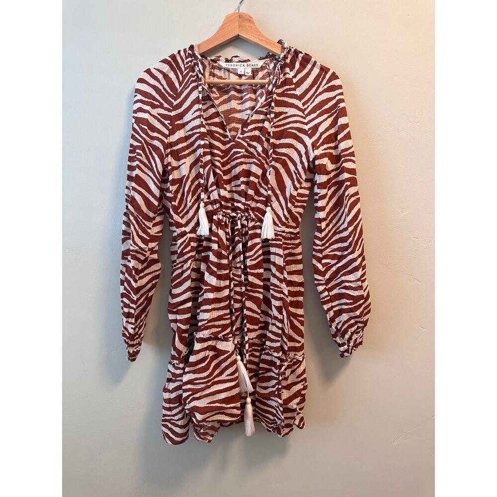 Veronica Beard Danica Cover-Up Dress Rust and White